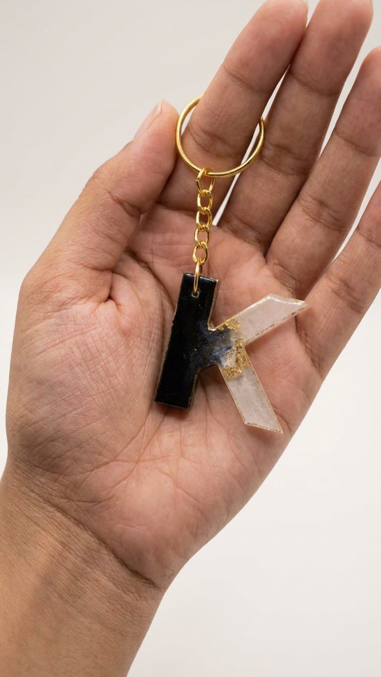 Dual Color Resin Keychains — lit vs unlit view