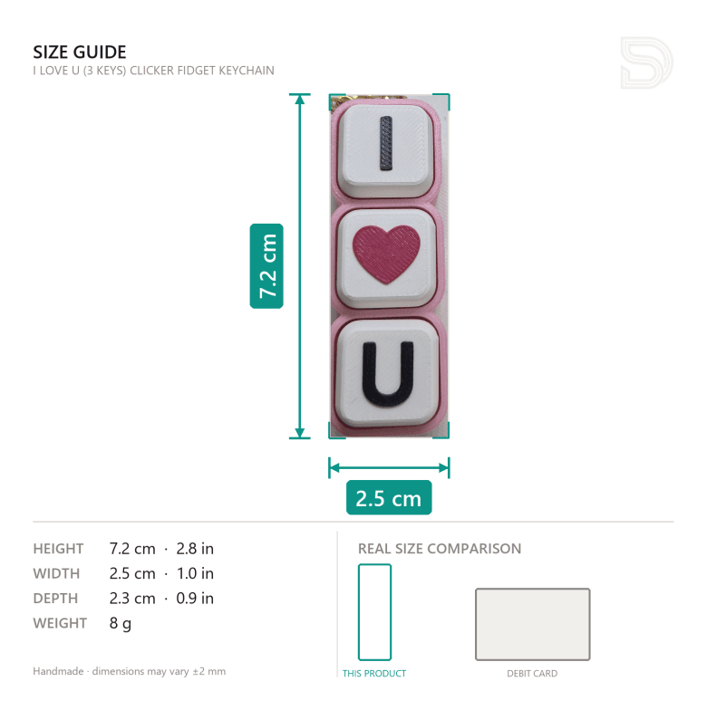 I Love U Fidget Clicker Keychain - 3 Key Mechanical — detail view 8