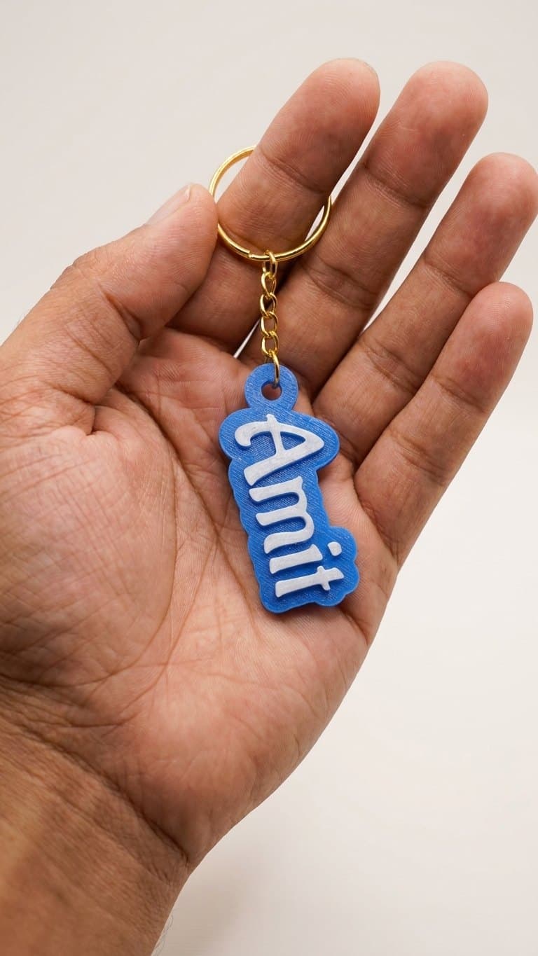 Custom Name Resin Keychain — size and scale reference