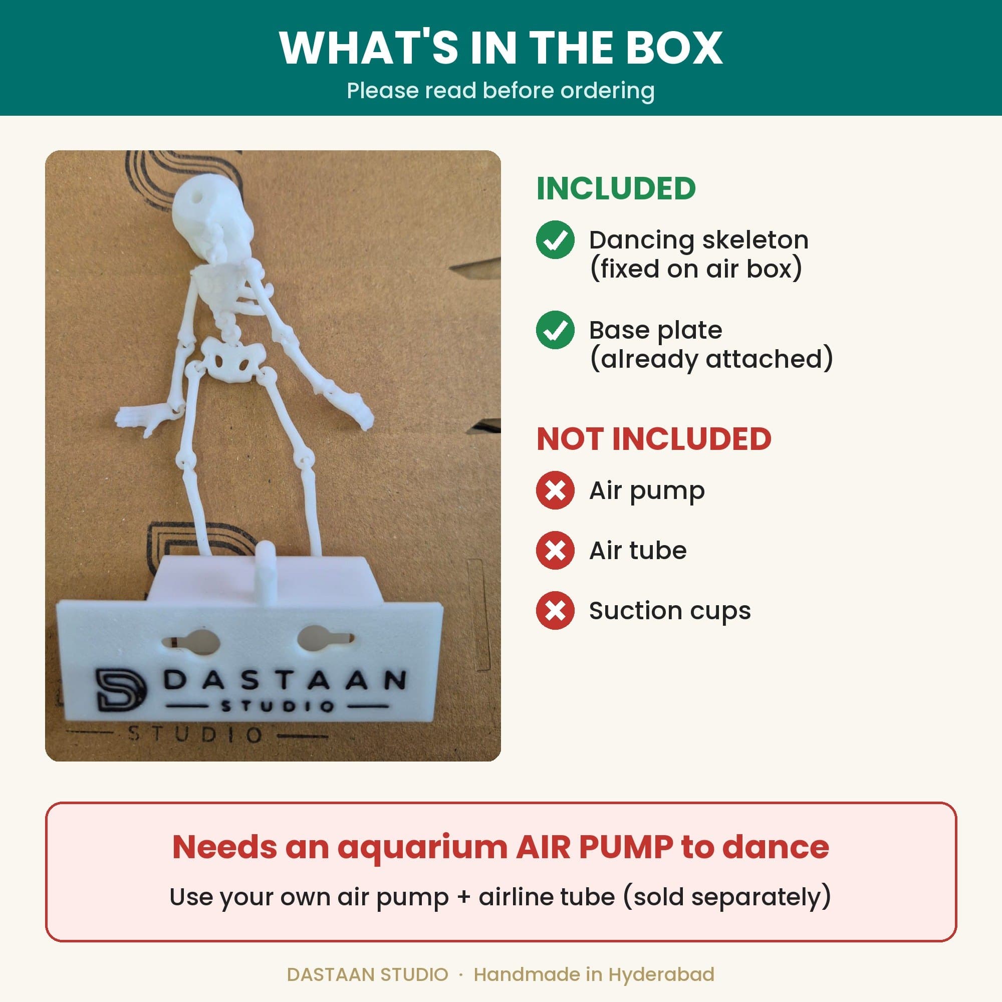 Dancing Skeleton Aquarium Ornament — Fish Tank Decoration (Air Pump Not Included) — product photo 2