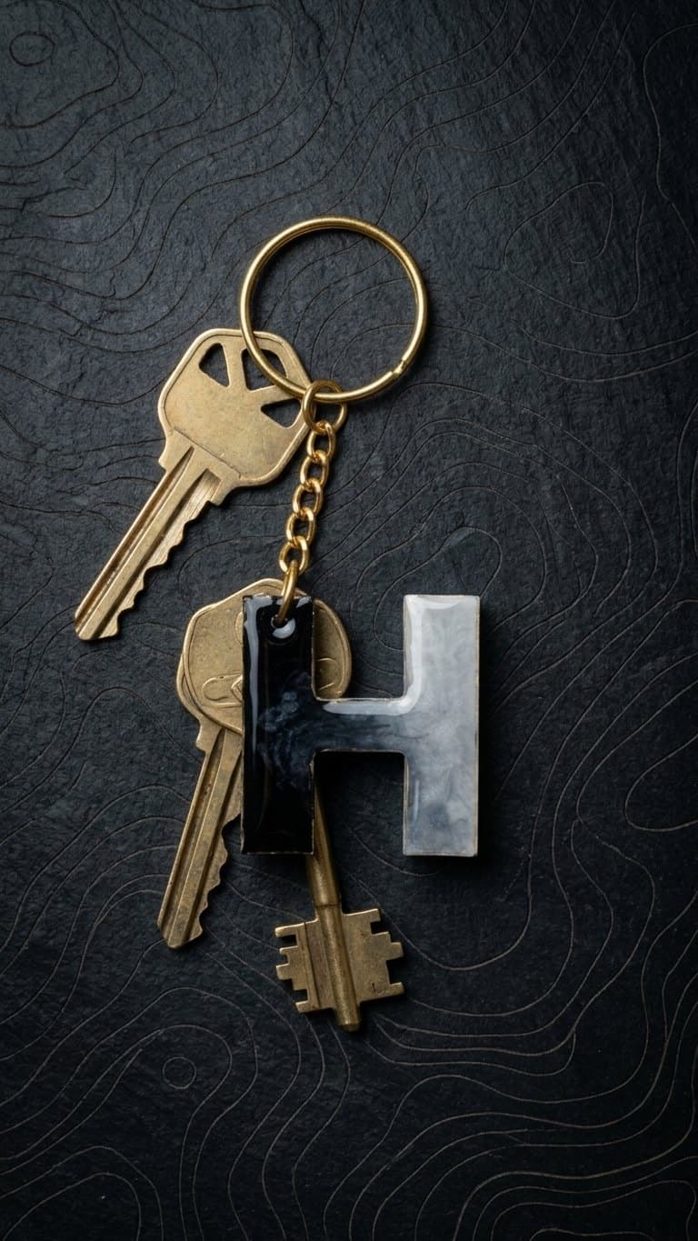 Dual Color Resin Keychains — size and scale reference