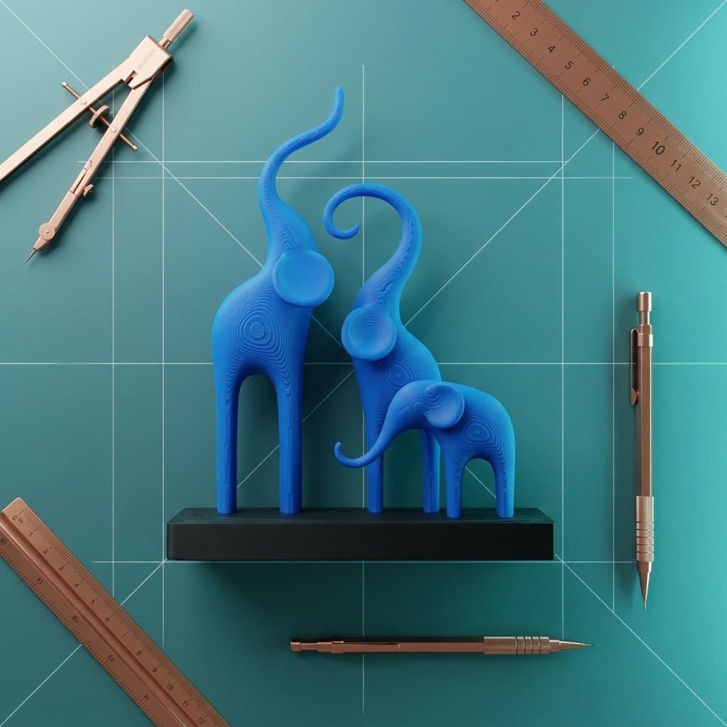 Elephant Family Showpiece — detail view 5