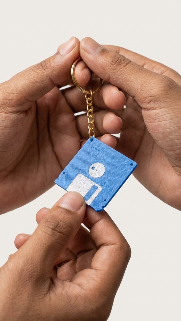 Floppy Disk Nfc Keychain — size and scale reference
