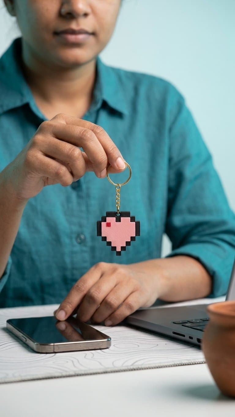 Minecraft Heart Fidget Clicker Keychain — detail view 4