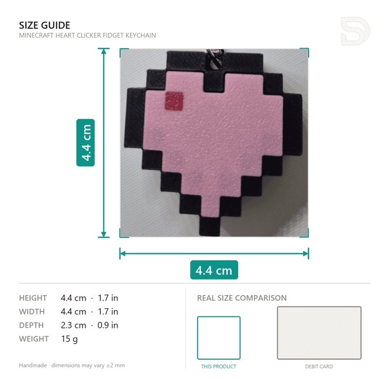 Minecraft Heart Fidget Clicker Keychain — detail view 7