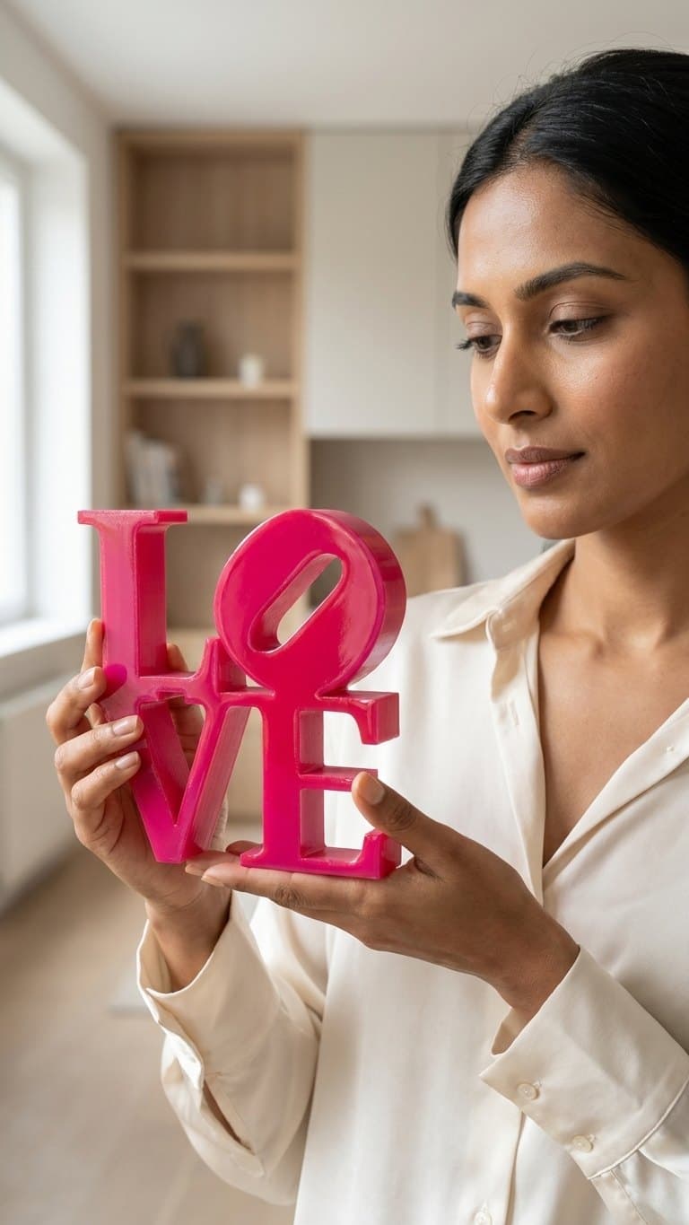 Red Love Letter Sign — size and scale reference