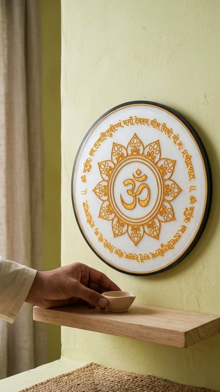 Gayatri Mantra Wall Lamp — Handcrafted by Dastaan