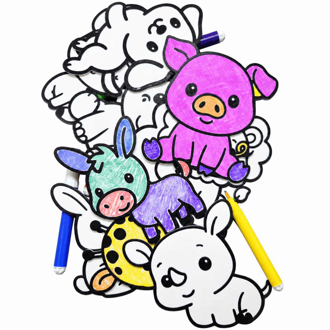 Reusable Animal Colouring Kit for Kids – 10 3D Animal Designs with Pens — main product photo