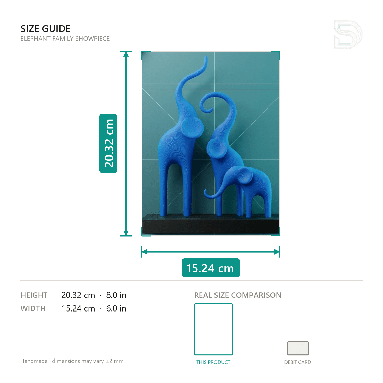 Elephant Family Showpiece — size and scale reference