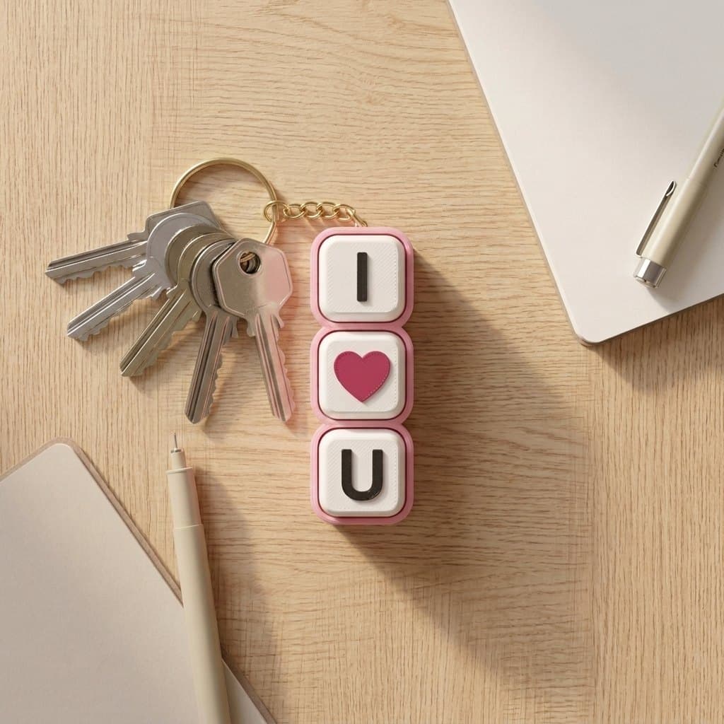 I Love U Fidget Clicker Keychain - 3 Key Mechanical — detail view 5