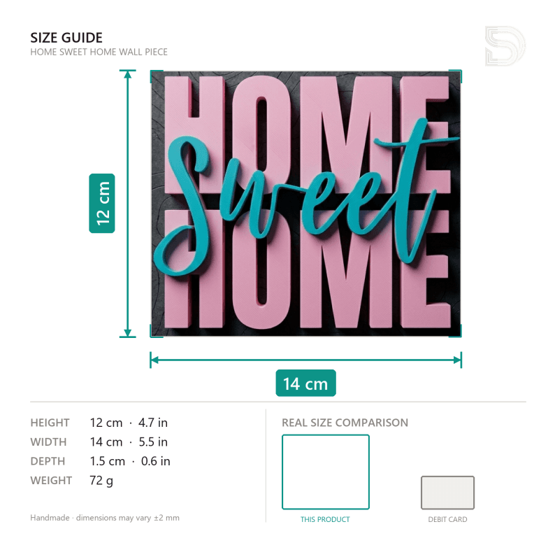 Home Sweet Home Showpiece — Freestanding Table & Wall Sign — lit vs unlit view