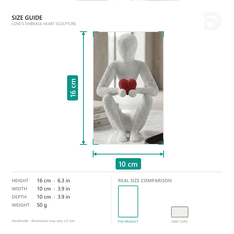 Love's Embrace Sculpture – Abstract Figure Holding a Heart — detail view 5