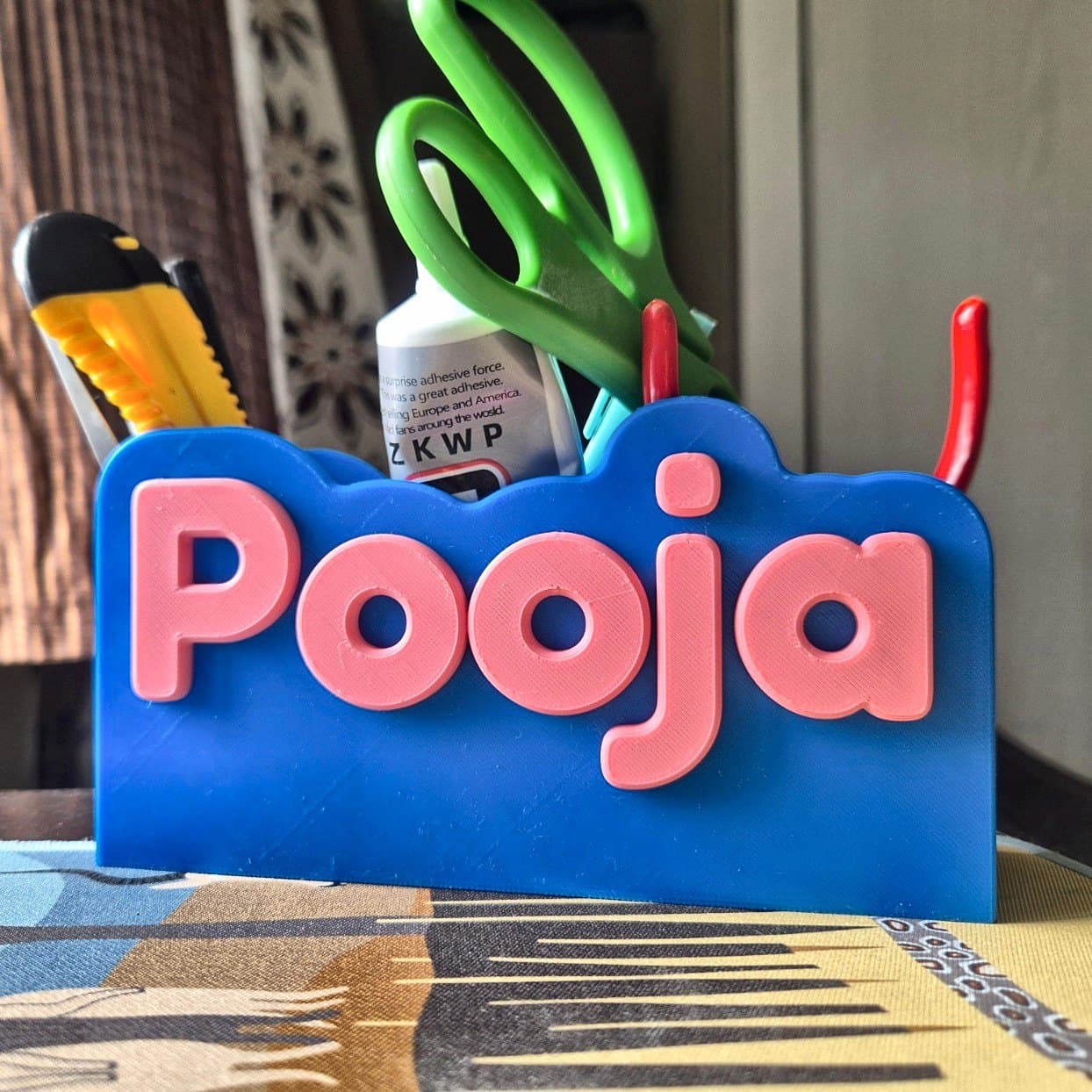 Personalised Name Pen Stand - 3D Printed Kids Desk Organiser with Custom Name — product photo 2