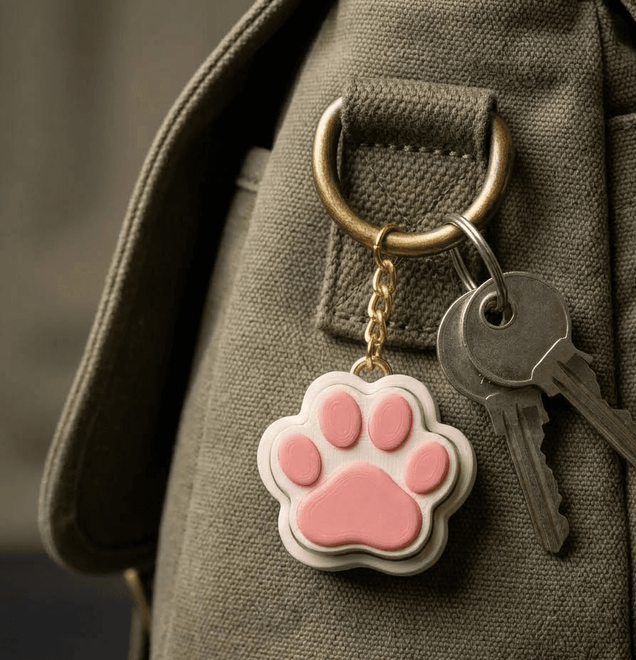 Cat Paw Fidget Clicker Keychain - Kawaii Bag Charm & Return Gift — lit vs unlit view