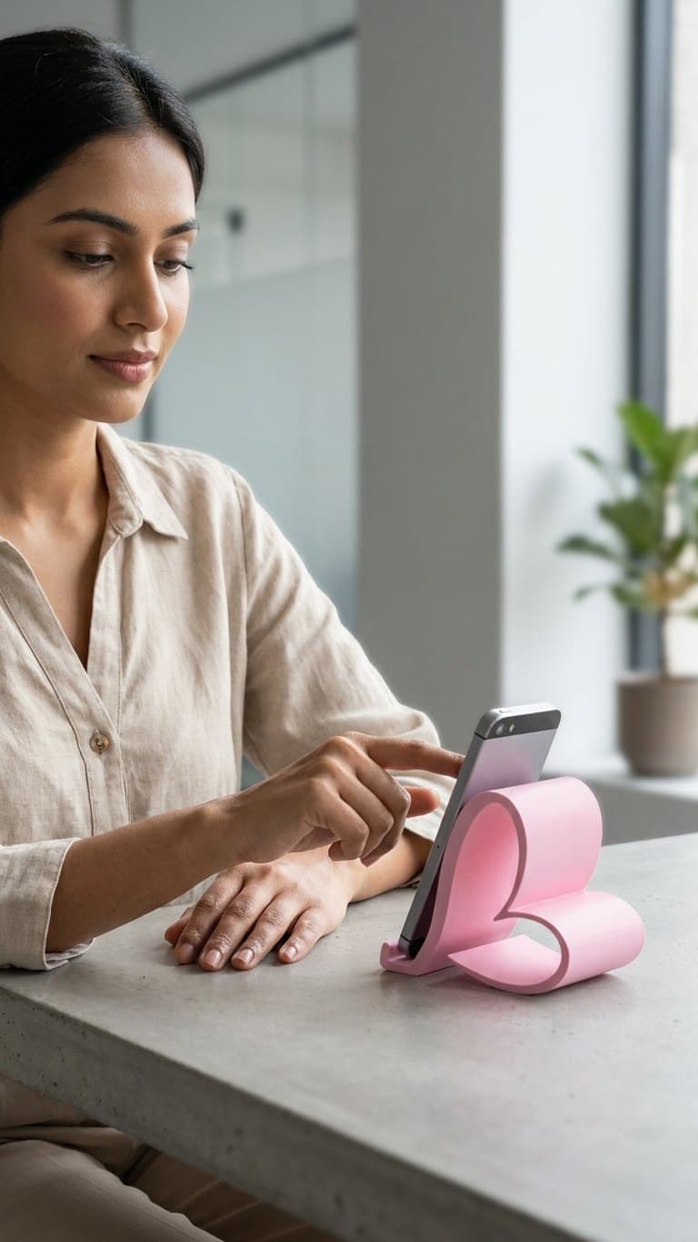 Blush Pink Heart Phone Stand — detail view 4