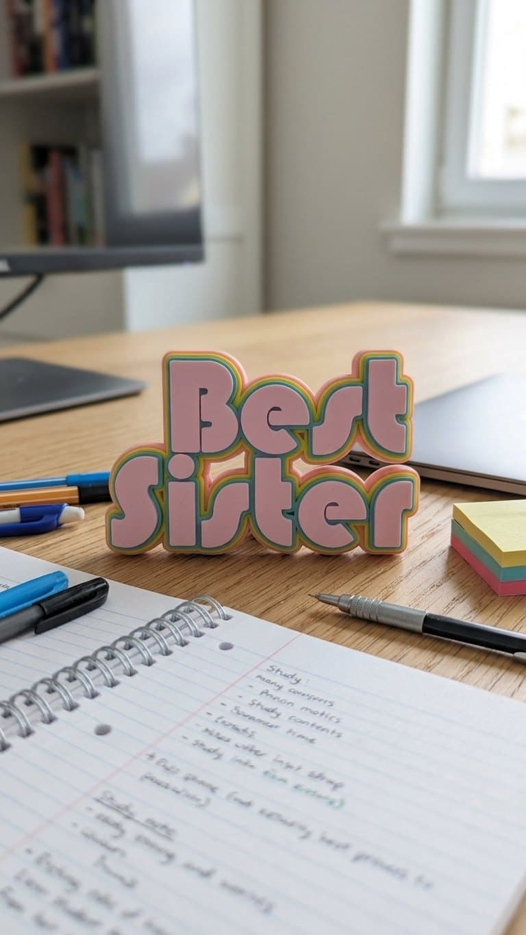 Best Sister Desk Plaque — size and scale reference