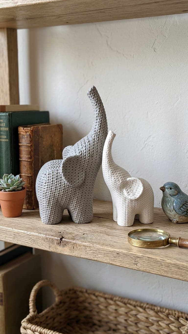 Knitted Elephant Showpiece – Mother & Baby Set of 2 — detail view 4