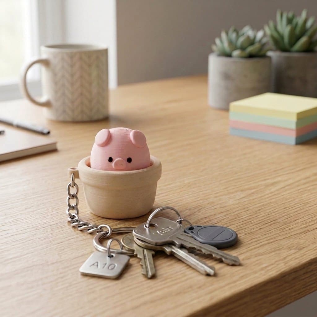 Pig Pot Clicker Keychain — main product photo
