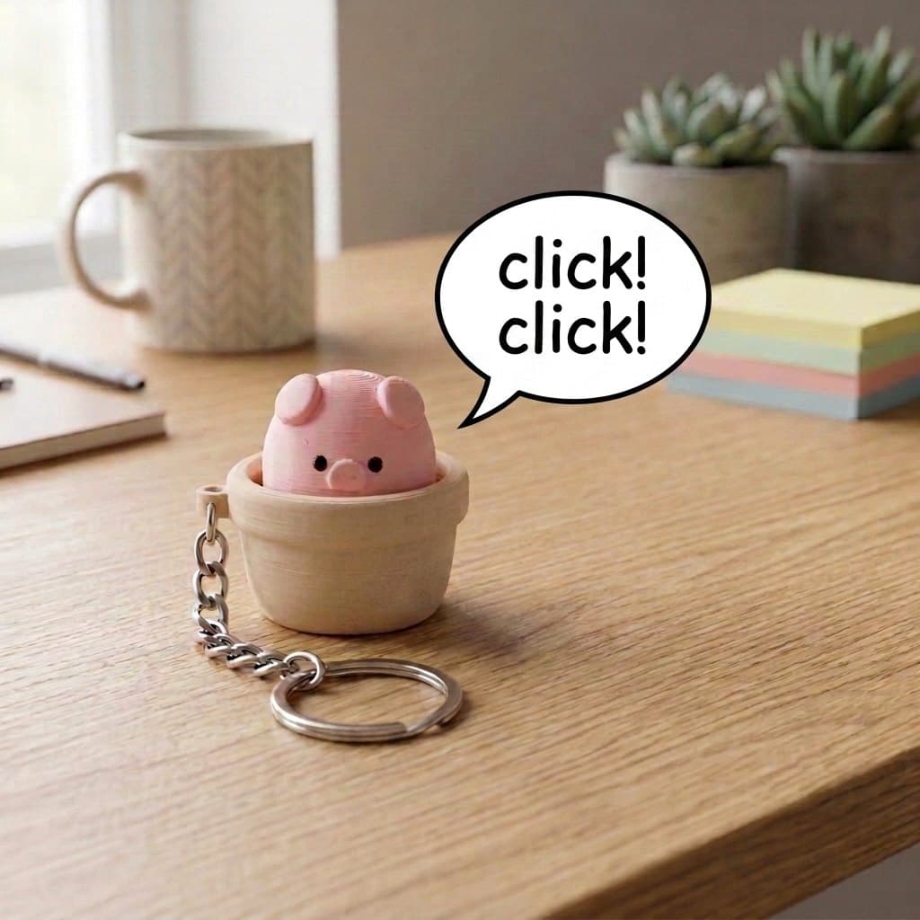Pig Pot Clicker Keychain — detail view 6