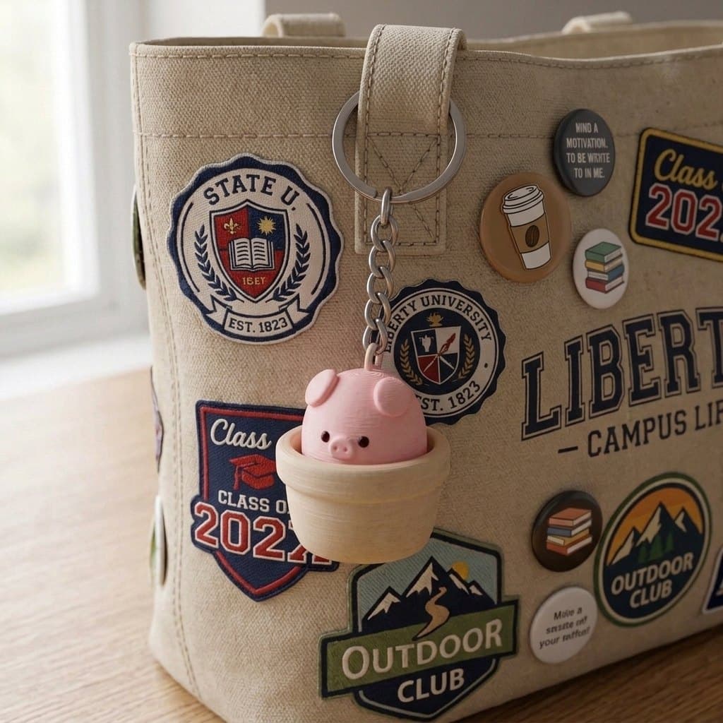 Pig Pot Clicker Keychain — detail view 4