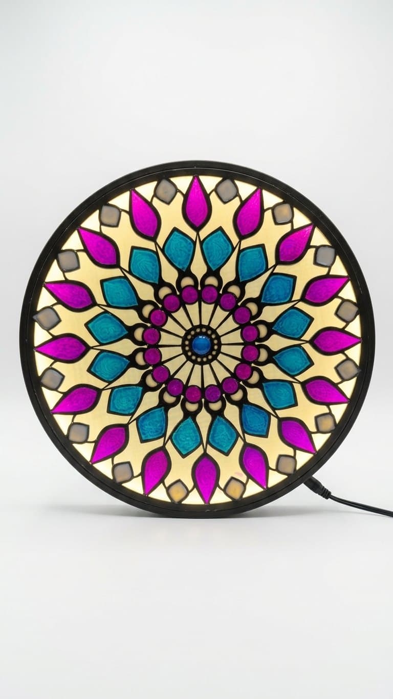 Resin Mandala Wall Lamp — size and scale reference