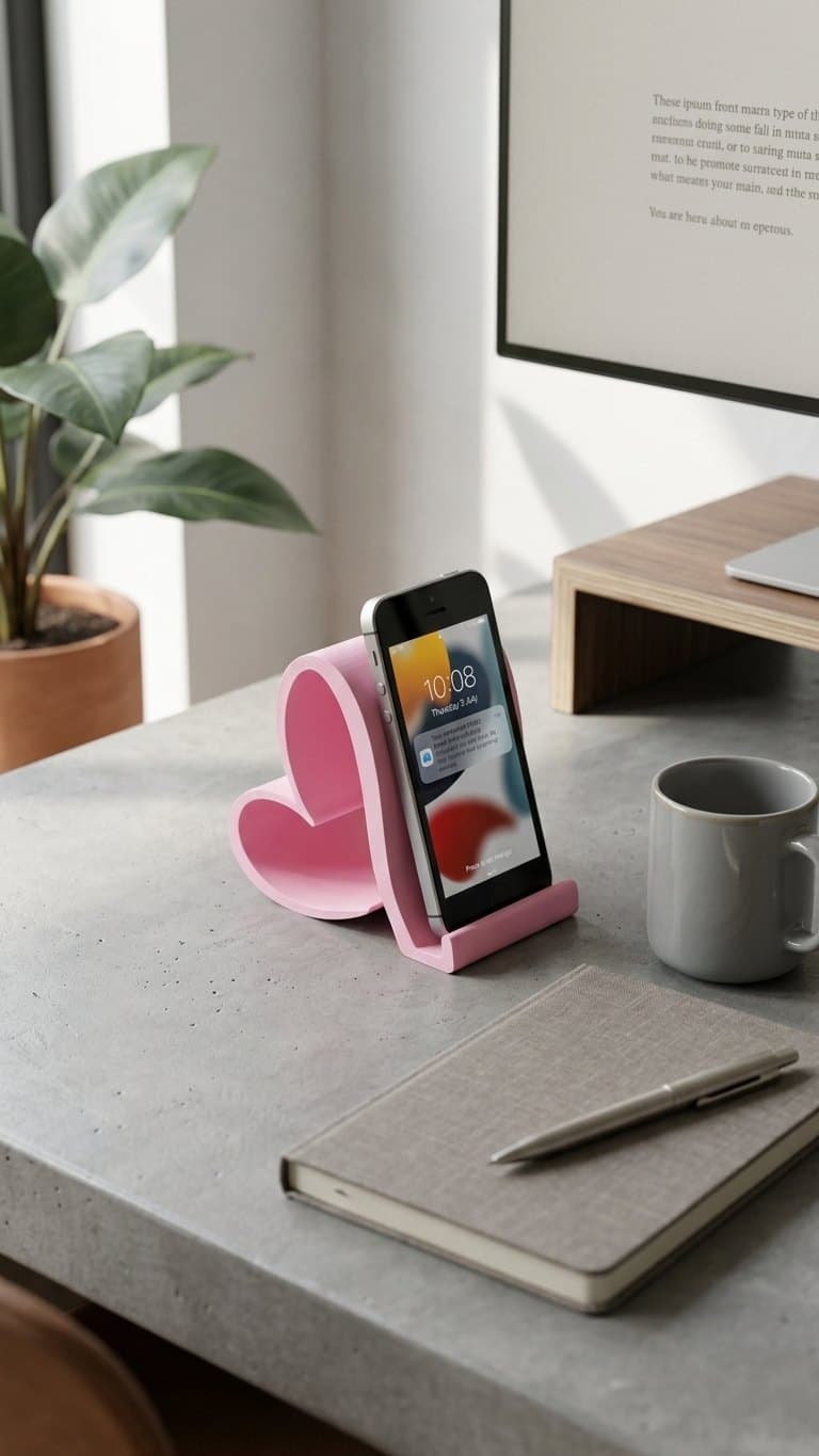 Blush Pink Heart Phone Stand — Handcrafted Gifts by Dastaan Hyderabad
