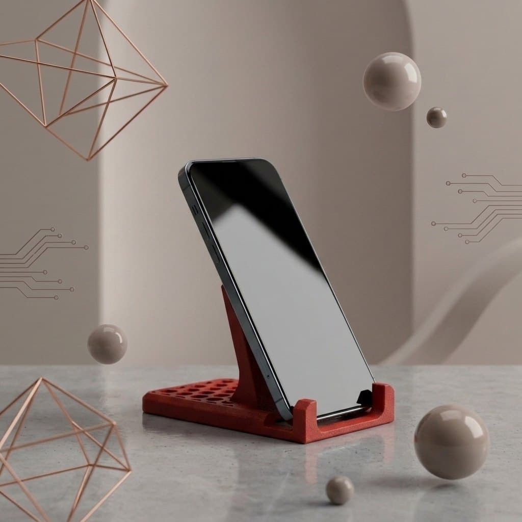 Foldable Phone Stand for Desk - Adjustable Mobile Holder for Smartphone with Keychain Loop - Red Honeycomb, Fits iPhone Samsung Redmi with Case — Handcrafted Accessories by Dastaan Hyderabad