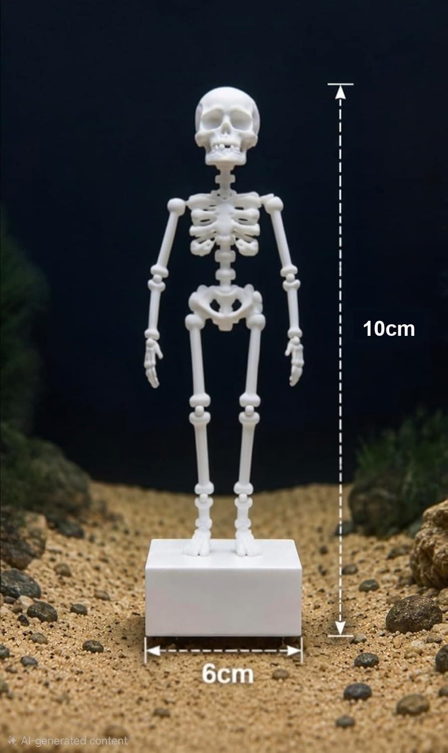 Dancing Skeleton Aquarium Ornament — size and scale reference