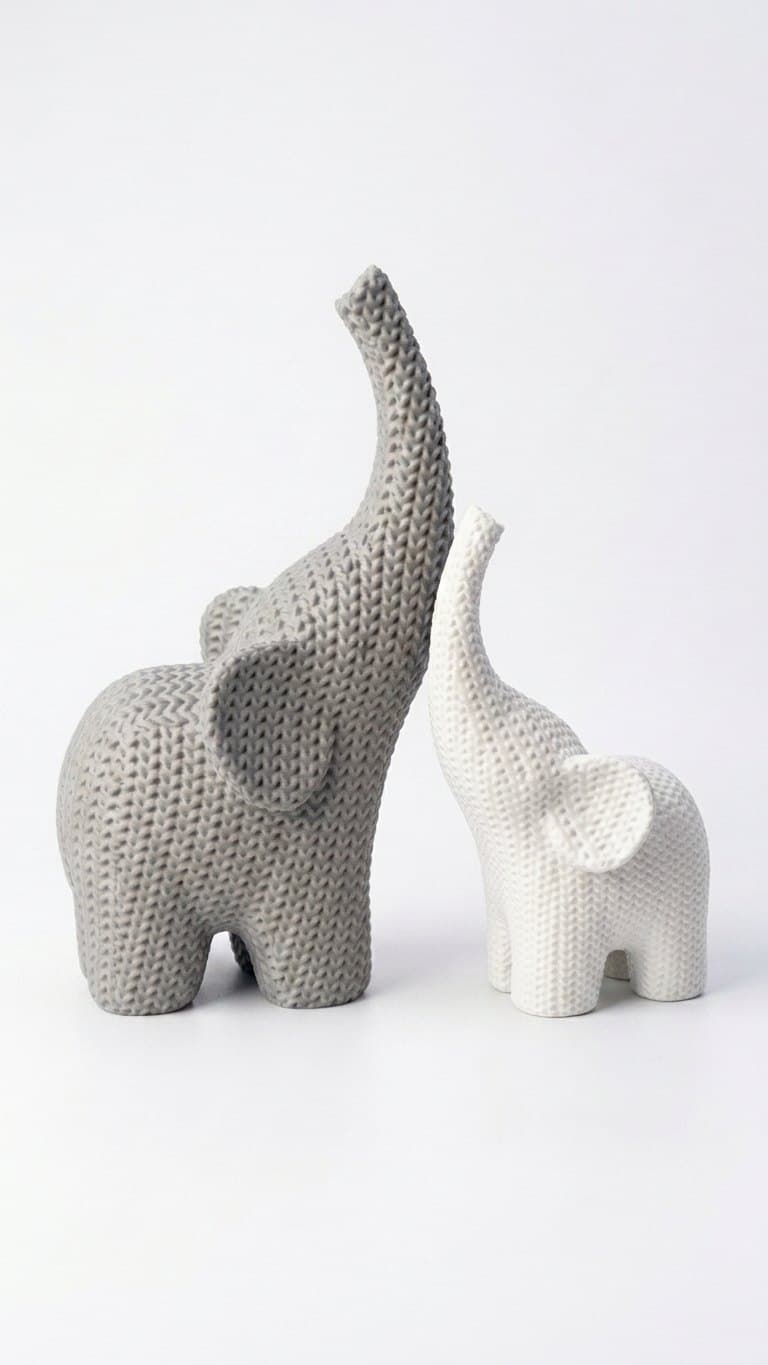 Knitted Elephant Showpiece – Mother & Baby Set of 2 — main product photo