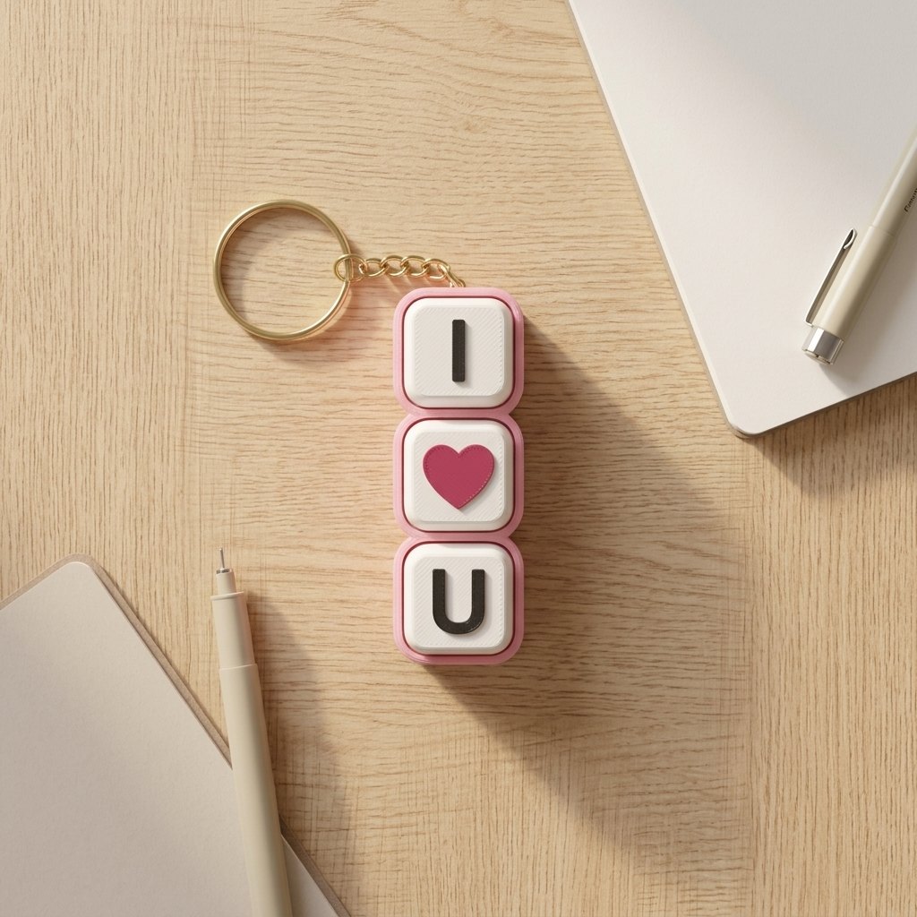 I Love U Fidget Clicker Keychain - 3 Key Mechanical