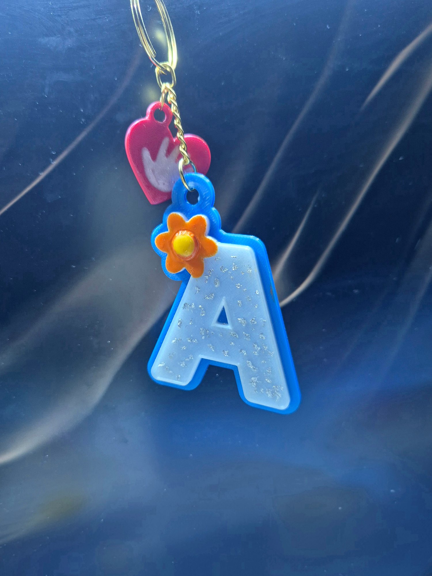 Alphabetical 3D Printed Resin Keychain — detail view 3